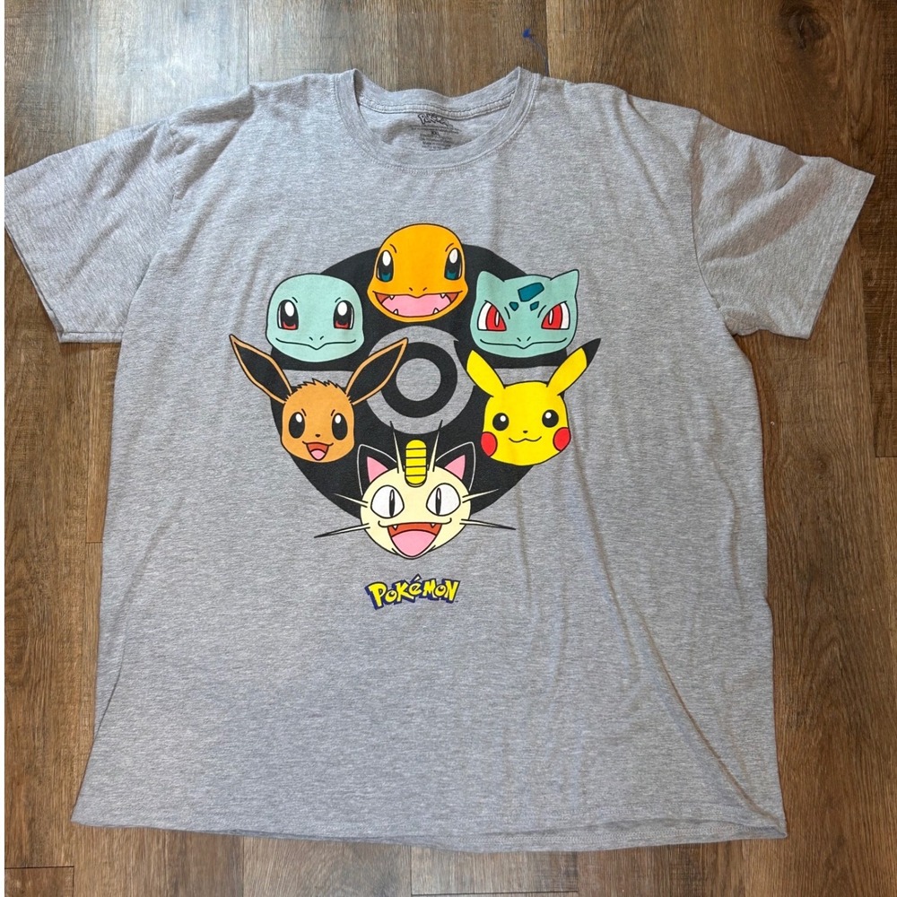 Pokemon Graphic T-Shirt Mens XXL Gamer Nostalgia Pikachu Eevee Meowth Starters